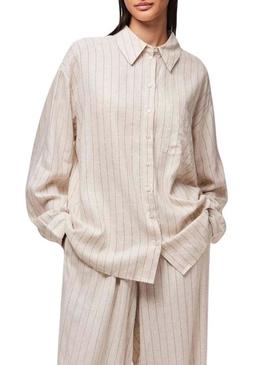 Camisa Pieces Pia oversize bege para mulher