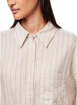 Camisa Pieces Pia oversize bege para mulher