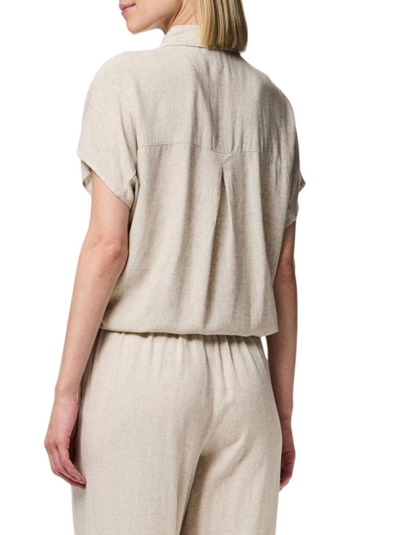 Camisa Pieces Pia bege para mulher.