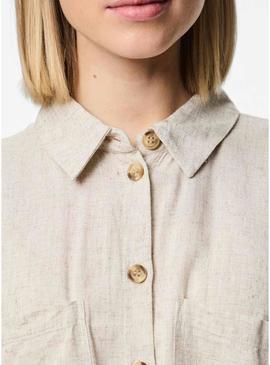 Camisa Pieces Pia bege para mulher.