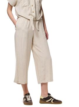 Calça Pieces Pia bege para mulher