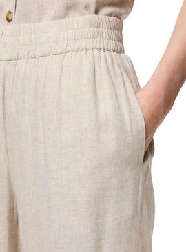 Calça Pieces Pia bege para mulher