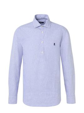 Camisa O Polvo Oxford listrado azul para homem.