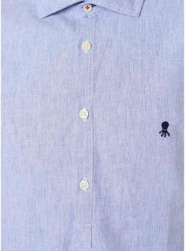 Camisa O Polvo Oxford listrado azul para homem.