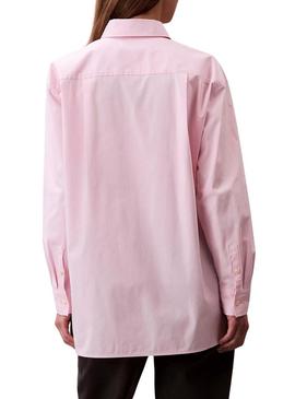 Camisa Calvin Klein Jeans Poplin oversize rosa para mulher.