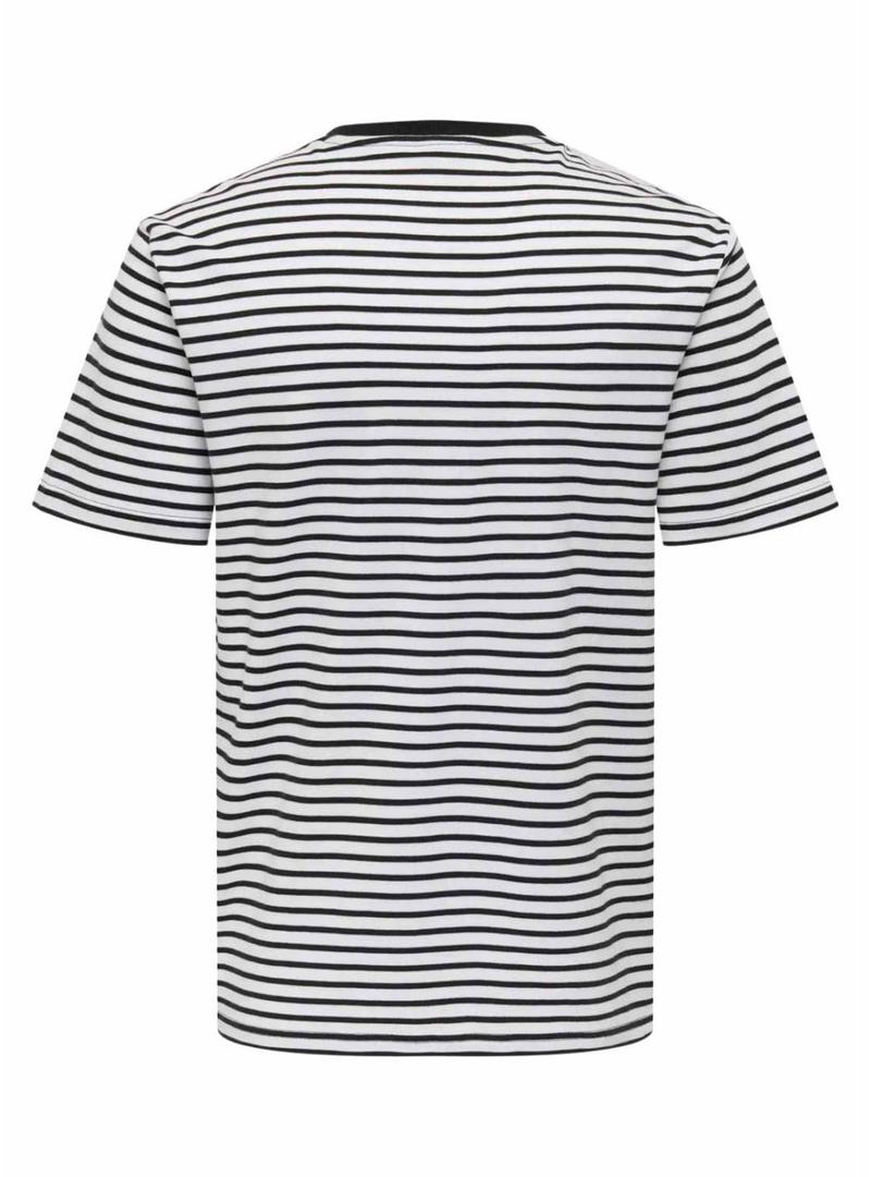 Camiseta Only and Sons Dawson branca e preta para homem.
