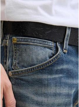 Calça de ganga Jack and Jones Mike denim escuro para homem.