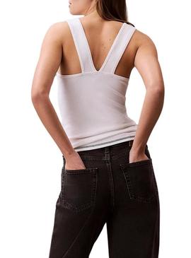 Camiseta Calvin Klein Jeans Rib branca para mulher.