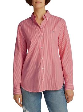 Camisa Tommy Jeans Poplin listras para homem