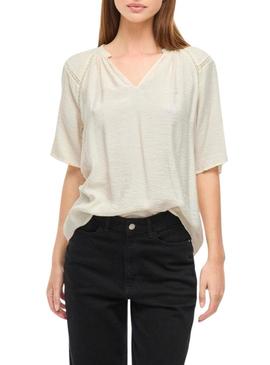 Blusa Vila Vilisbeth bege para mulher