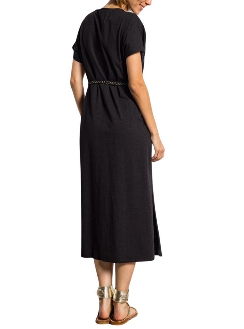 Vestido Vila Viverano preto com cinto para mulher.
