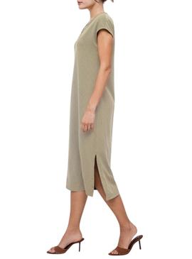 Vestido Vila Viadoria bege para mulher.