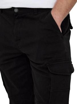 Calça Only and Sons Carter cargo preta para homem