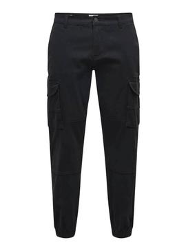 Calça Only and Sons Carter cargo preta para homem