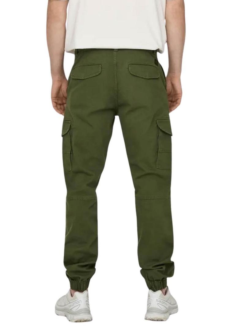 Calça Only and Sons Carter cargo verde para homem