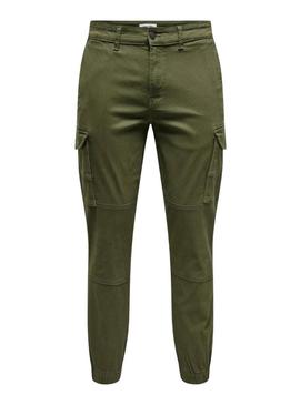 Calça Only and Sons Carter cargo verde para homem