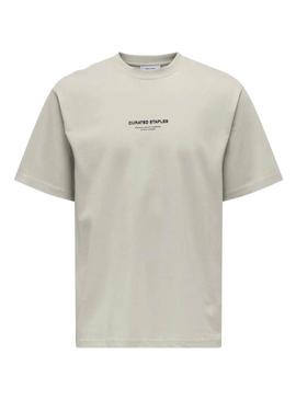 Camiseta Only and Sons Curated bege para homem
