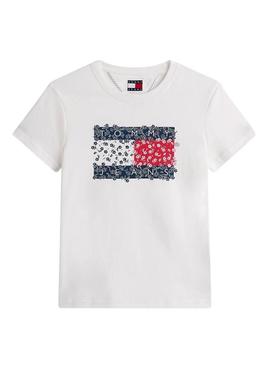 Camiseta Tommy Jeans Floral branca para mulher.
