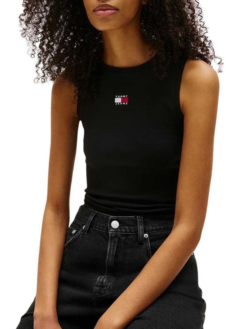 Camiseta regata Tommy Jeans preta para mulher