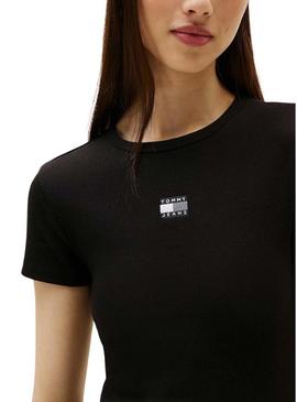 Vestido Tommy Jeans Badge Rib preto para mulher