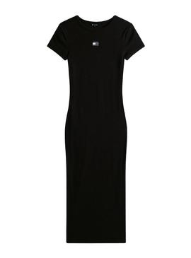 Vestido Tommy Jeans Badge Rib preto para mulher