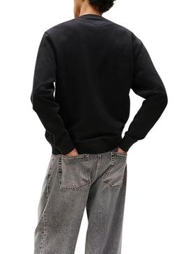 Moletom Tommy Jeans Flag preto para homem.