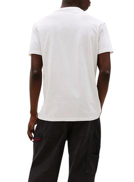 Camiseta Tommy Jeans Flag Linear branca para homem.