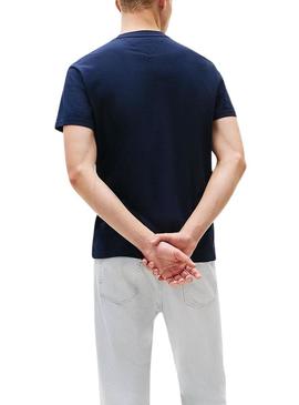 Camiseta Tommy Jeans Flag Linear azul marinho para homem.