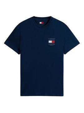 Camiseta Tommy Jeans Flag azul para homem.