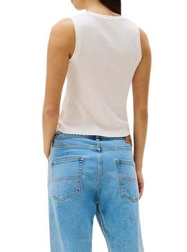 Camiseta Tommy Jeans Tank branca para mulher.