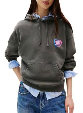 Moletom Tommy Jeans Neon cinza para mulher.