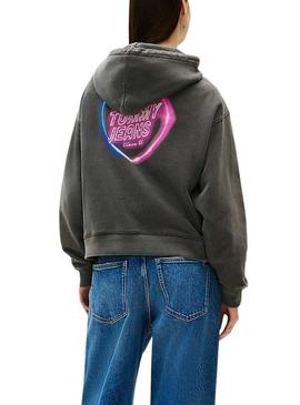 Moletom Tommy Jeans Neon cinza para mulher.