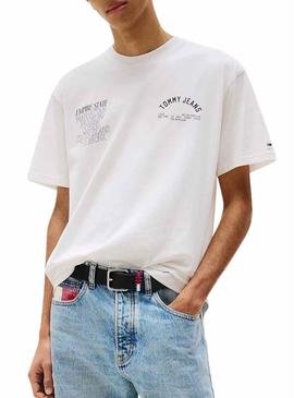 Camiseta Tommy Jeans New York branca para homem.