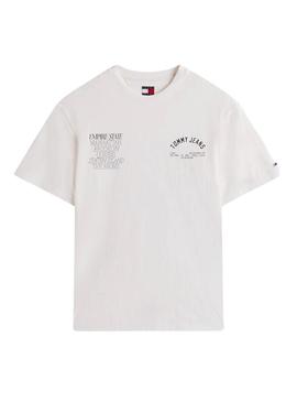Camiseta Tommy Jeans New York branca para homem.