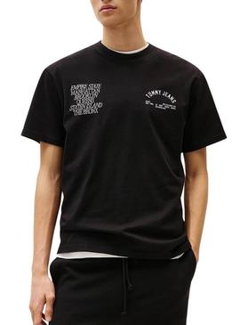 Camiseta Tommy Jeans New York preta para homem.