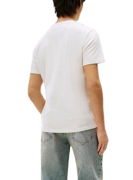 Camiseta Tommy Jeans Slim Pop branca para homem.