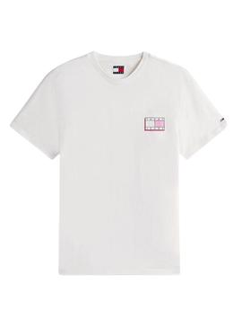 Camiseta Tommy Jeans Slim Pop branca para homem.