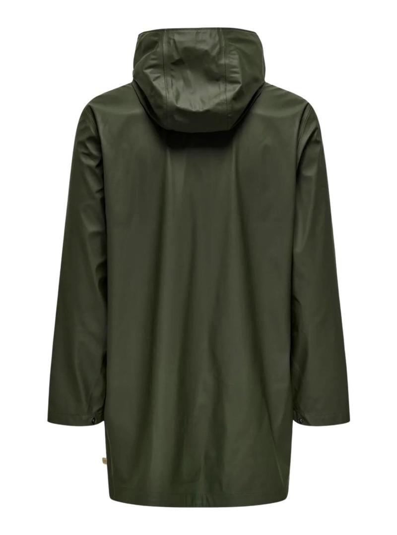 Capa de chuva Only and Sons Luca verde para homem.