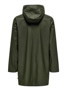 Capa de chuva Only and Sons Luca verde para homem.