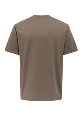 Camisa Only and Sons Dawson marrom para homem
