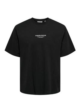 Camiseta Only and Sons Curated preta para homem.