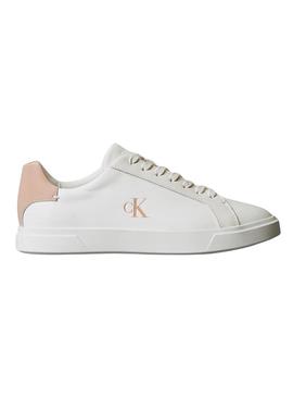 Tênis Calvin Klein Jeans Low Pro Cups branco e rosa para mulher.