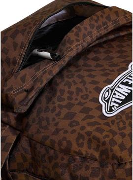 Mochila Vans Old Skool animal print marrom para mulher e homem.