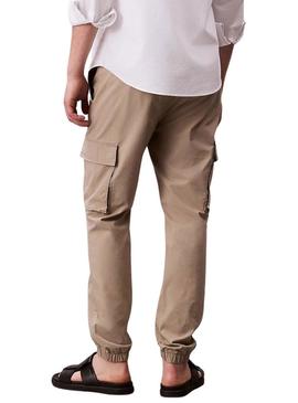 Calças cargo Calvin Klein Jeans ripstop cáqui para homens.