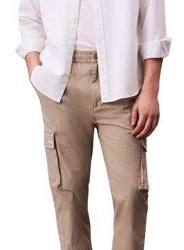 Calças cargo Calvin Klein Jeans ripstop cáqui para homens.