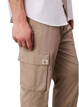 Calças cargo Calvin Klein Jeans ripstop cáqui para homens.