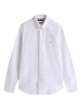 Camisa Tommy Hilfiger Solid Heritage Oxford branca para homem.