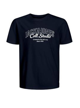 Camiseta Jack and Jones Makoto azul marinho para criança.