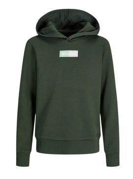 Moletom com capuz Jack and Jones, de cor verde, para crianças.