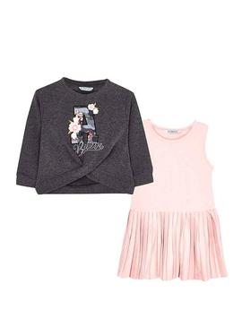 Vestido Mayoral rosa plissado combinado para Menin